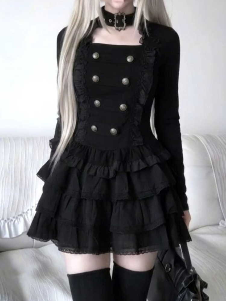 Elastic Lace Trim - طقم من قطعتين بأسلوب القوط هاراجوكو