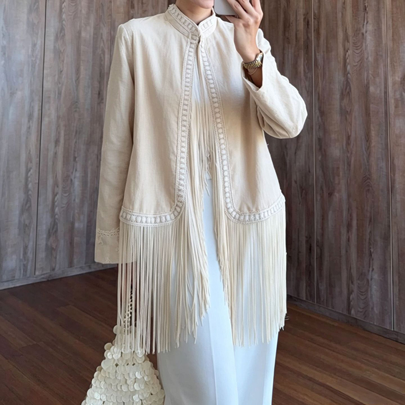 معاطف خارجية بوهيمية للخريف، ج - مراجعة Tassel Fringe Trim وسعره
